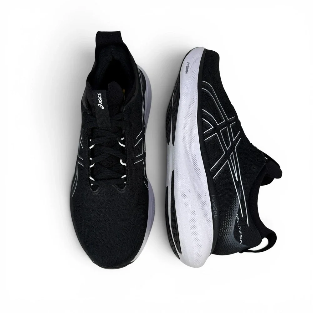Asics Gel Nimbus 25‎ Running Shoes Womens 11.5 Wide Black White 1012B437 001